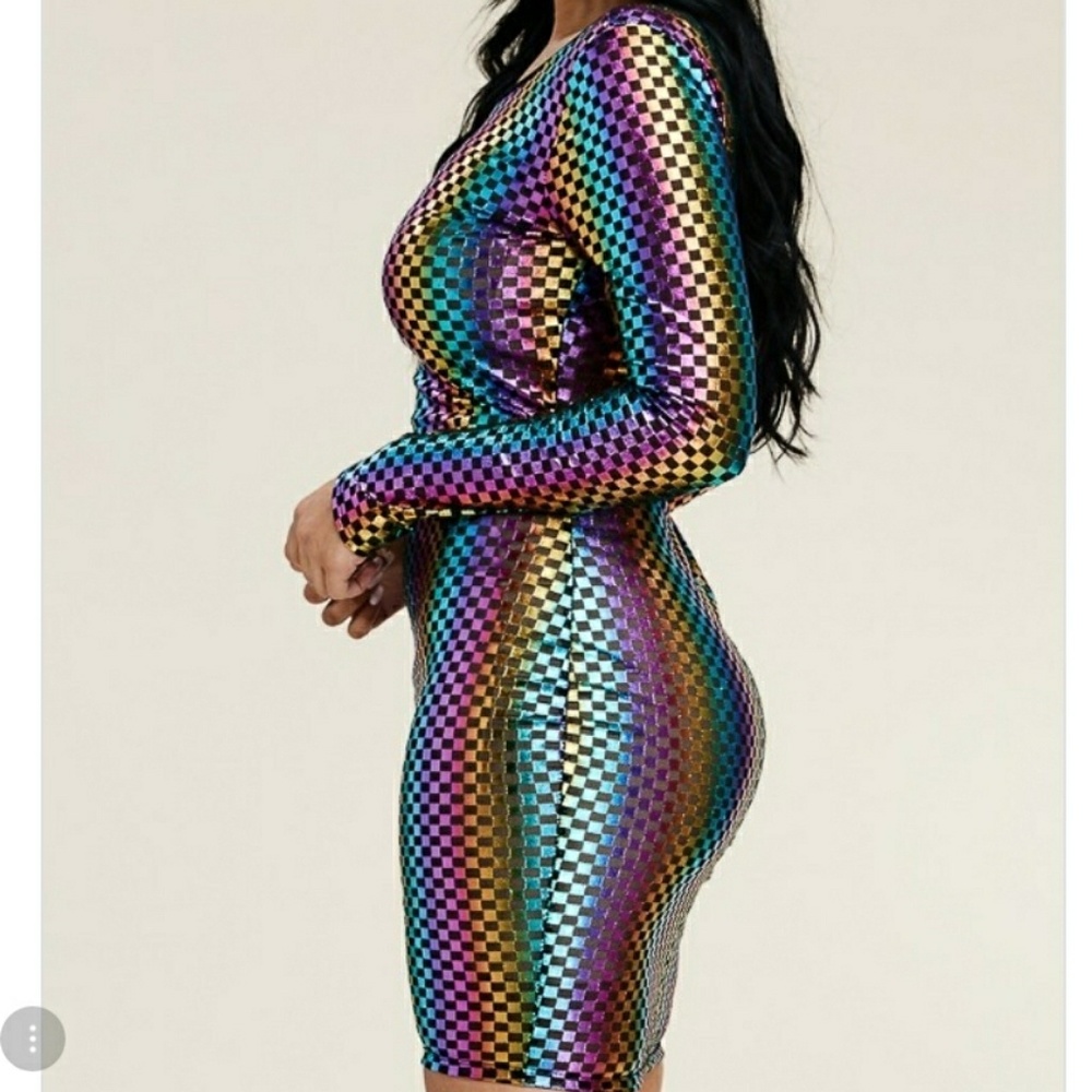 Multi Foil Color Party/Glam Dress - Picture 2 of 5